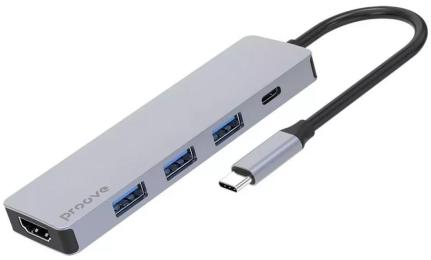USB-Хаб Proove Type-C-Хаб Iron Link 5 in 1 (3*USB3.0 + Tyce C + HDMI) silver (HBIL00010604)