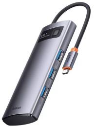 USB-Хаб Baseus Metal Gleam Series 4-in-1 (4xUSB3.0) gray (WKWG070013)