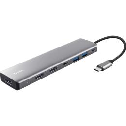 USB-Хаб Trust Dalyx 7in1 USB-C> 2xUSB-А 3.2/2xUSB-С/2xHDMI/Display Port, Алюміній, 0.16м, Сірий (25661_TRUST)