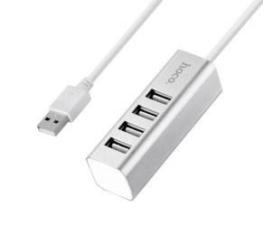 USB-Хаб Hoco HB1 4USB Line machine Silver (6957531038146)