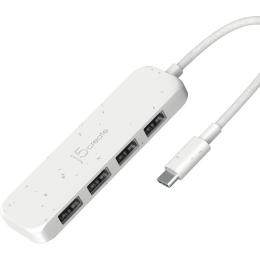 USB-Хаб j5create JCH341EW-N USB-C на 4 USB-A, Білий (JCH341EW-N)
