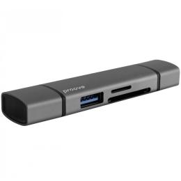 Кардрiдер Proove Arc Link 3 in 1 (USB3.0 + SD Card + Micro SD Card) silver (HBAL00210014)