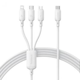 Кабель Baseus Silky One-for-Three Fast Charging Type-C to Micro USB+Lightning+Type-C 100W 1.5m white (P10377706213-00)