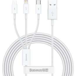 Кабель Baseus Superior Series Fast Charging 3-in-1 (Micro USB+Lightning+Type-C) 3.5A (1.5m) white (CAMLTYS-02)