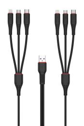 Кабель XO USB NB196 6in1 3.5A 3.0m Black (G-000001700)
