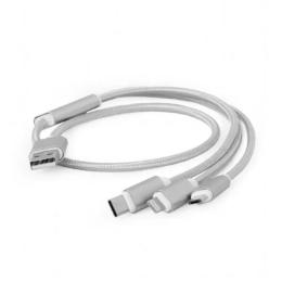 Дата-кабель Cablexpert 1m USB(тато) - Lightning/microUSB(тато) Dark Gray