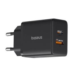 Адаптер живлення для телефона Baseus Cube Fast Charger C + U 30W EU Cluster Black (P10111404113-00)