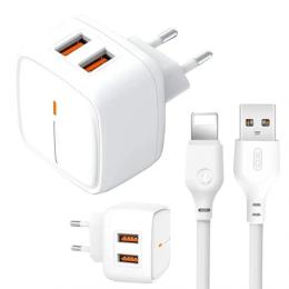 Мережевий зарядний пристрій для телефона XO L61 Lightning 2USB/2.4A White