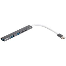 USB-хаб Maxxter HU3C-4P1PD-01 Gray