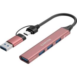 USB-хаб Canyon DS-02 4in1 USB-A/C Pink (CNS-TDS02P)