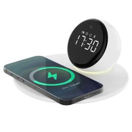 Бездротовий зарядний пристрій WIWU Wi-W017 White Wireless Charger+Digital Alarm+Bluetooth Speaker