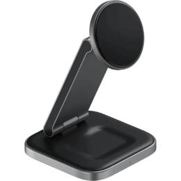 Бездротовий зарядний пристрій Satechi 3-in-1 Foldable Qi2 Wireless Charging Stand Space Gray (ST-Q31FM-EA)