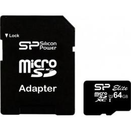 Карта памяті Silicon Power Elite SP064GBSTXBU1V10SP Black 64GB microSDHC З адаптером Class 10 UHS-I V10