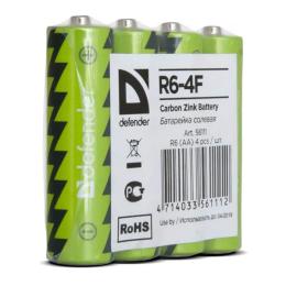 Батарейка Defender LR6 АА, сольова плівка (4шт)
