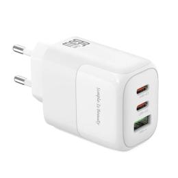 Мережевий зарядний пристрій для телефона XO L139 GaN 65W/1 USB 45W + 2 USB-C 65W + Type-C White