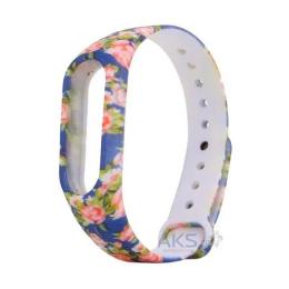 Ремінець для фітнес-браслету ArmorStandart Mi Band 3/Mi Band 4 Blue with flowers Light Blue