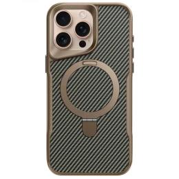 Чохол-накладка EpiK TPU + PC Metal Buttons with MagSafe Carbon Ring для Apple iPhone 16 Pro (6.3) Gold