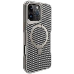 Чохол-накладка EpiK TPU + PC Metal Buttons with MagSafe Carbon Ring для Apple iPhone 16 Pro Max (6.9) Gray