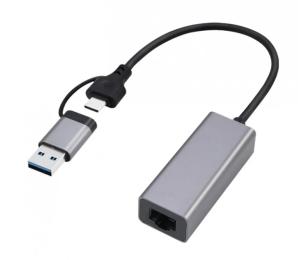 Перехідник Cablexpert A-USB3AC-LAN2G-01 USB Type-A/C (тато)  -  2, 5 Gigabit Ethernet (мама)