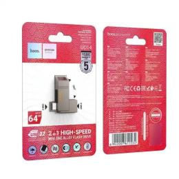 Флеш память Hoco UD14 Clever USB3.2 Type-C mini flash drive 64GB Metal Gray