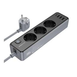Мережевий фільтр Borofone BAC8 Power 3-position socket Black (1C3A)(EU/GER)(L=3M)