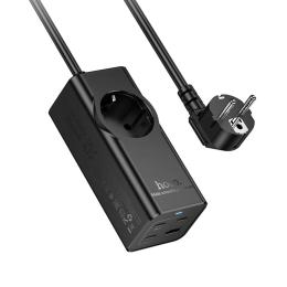 Мережевий фільтр Hoco NS9 Wisdom 1-position Black (PD67W/3C1A) desktop socket (EU/GER)