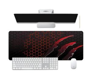 Килимок для мишки Voltronic Honeycomb Black Red 300x800 з боковою прошивкою, товщина 2 мм