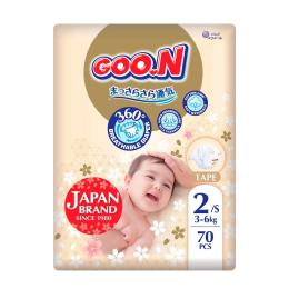 Підгузки GOO.N Premium Soft для дітей 3-6 кг (розмір 2(S), 70 шт (F1010101-153)