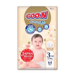 Підгузки GOO.N Premium Soft для дітей 5-9 кг розмір 3(M), 64 шт (F1010101-154)