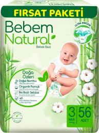 Підгузки Bebem Natural 3 midi 4-9 кг 56 шт (8690536831951)