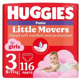 Підгузки Huggies Little Movers/Pants 3 M-Pack 6-11 кг для дівчаток 116 шт (5029054568033)