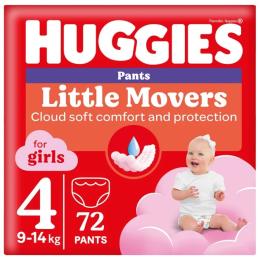 Підгузки Huggies Little Movers/Pants 4 (9-14 кг) Box для дівчаток 72 шт (5029053564098)