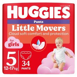 Підгузки Huggies Little Movers/Pants 5 (12-17 кг) для дівчаток 34 шт (5029053564272)