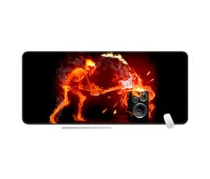 Килимок для мишки Voltronic Fire musician Black Red 400x800 з боковою прошивкою, товщина 3 мм