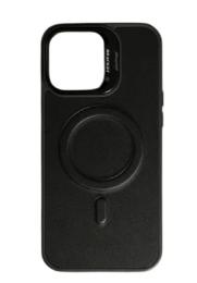 Чохол-накладка Infinity Leather with MagSafe для Apple iPhone 16 Pro Black + тримач