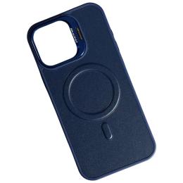 Чохол-накладка Infinity Leather with MagSafe для Apple iPhone 16 Pro Max Blue + тримач