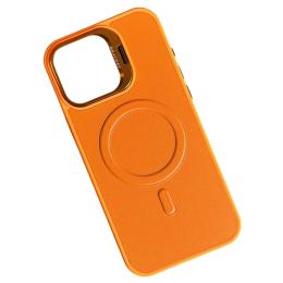 Чохол-накладка Infinity Leather with MagSafe для Apple iPhone 16 Pro Max Orange + тримач