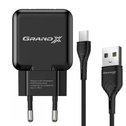 Мережевий зарядний пристрій для телефона Grand-X CH-03T Black (Type C 1xUSB 2.1A 5V )