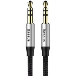 Аудіо-кабель Baseus M30 mini-jack 3.5 (тато) - mini-jack 3.5 (тато), 1m Black Silver