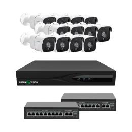 Комплект відеонагляду GreenVision GV-IP-K-W89/12 5MP White 12 камер (LP29586)