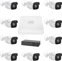 Комплект відеонагляду GreenVision GV-IP-K-W78/09 5MP White 9 камер (LP23195)