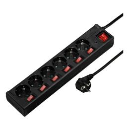 Мережевий фільтр HAMA 00121946 Black 220V, 1.4 м 6 розеток