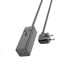 Мережевий фільтр Hoco AC9A Talent Black PD30W(1C2A with 1 socket)