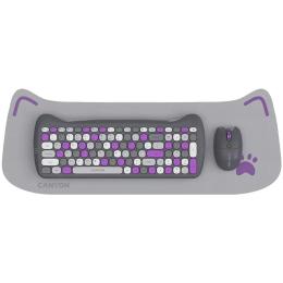 Комплект клавіатура та миша Canyon HSET-W6 Kitty Edition Violet ENG/UA (CNS-HSETW6VT)