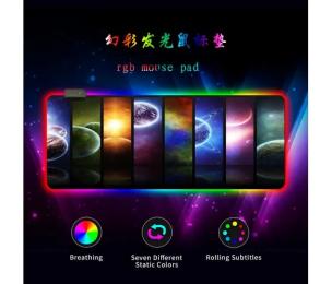 Килимок для мишки Voltronic Planets Black 300х800 тканинний з боковою прошивкою, товщина 3 мм, RGB підсвічування