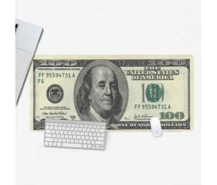 Килимок для мишки Voltronic DOLLAR Gray 300х800 тканинний з боковою прошивкою, товщина 2 мм