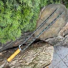 Шампур Mzavod подвійний з деревяною ручкою 630х12х3мм Brown