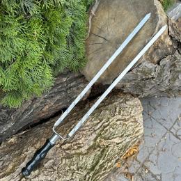 Шампур Mzavod подвійний з деревяною ручкою 630х12х3мм Black