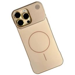 Чохол-накладка Infinity Metal Fameless case Glass MagSafe iPhone 14 Pro Max Beige