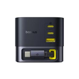 Мережевий зарядний пристрій для телефона Baseus Super GaN Desktop Charger with Retractable Cable 100W Cosmic Black (P10164001123-00)